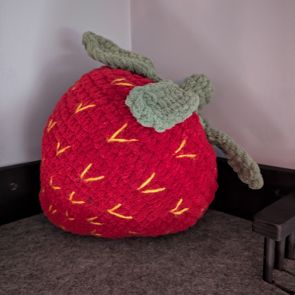 Strawberry Crochet Plush Pillow